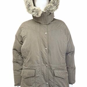 L.L. Bean Vintage Women's Tab Puffer Coat with Faux Fur Hood
